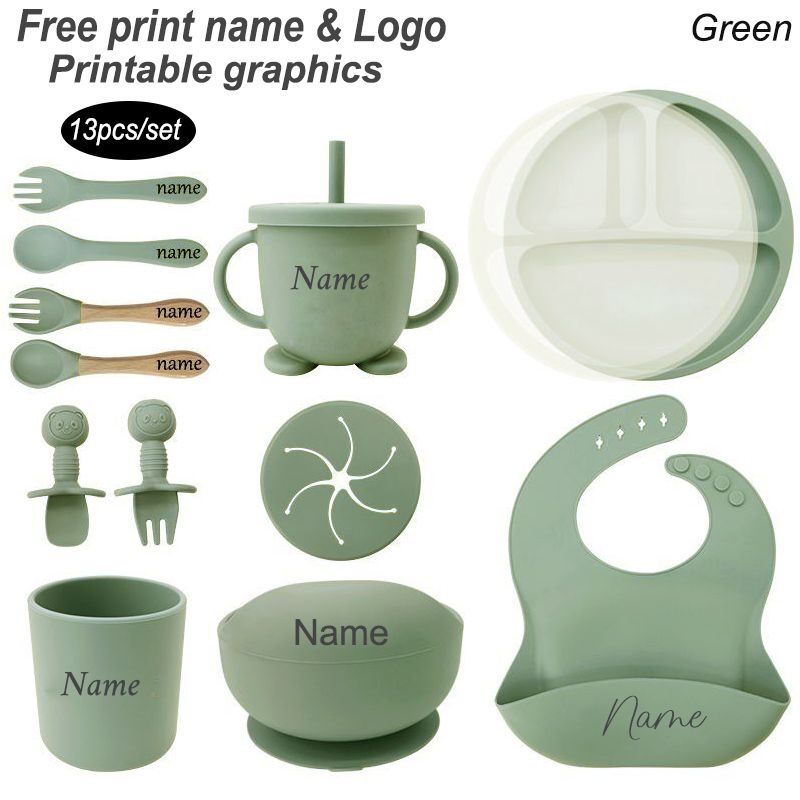 Spot Goods#Baby silicone tableware and food supplement tools set13Baby Children's Food Supplement Bo