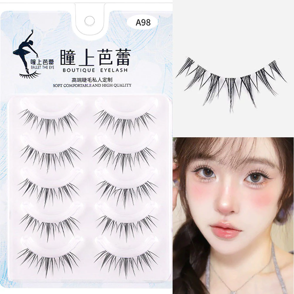ก้านใส 5 คู่ขนตาปลอม Lash Extension Cross Nature Long Reusable