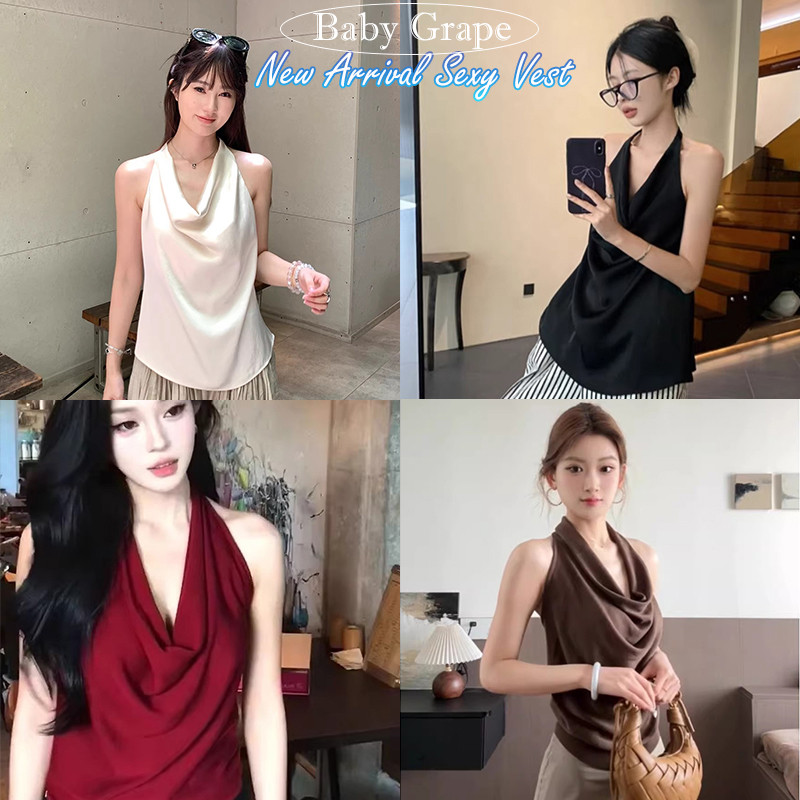 99360 เสื้อสายเดี่ยวคอ halter เปิดหลังสุดเซ็กซี่สำหรับผู้หญิง เหมาะสำหรับฤดูร้อน