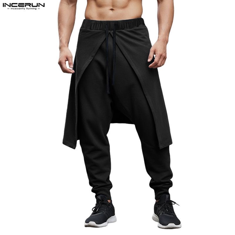INCERUN Mens Deconstructed Layered Pants