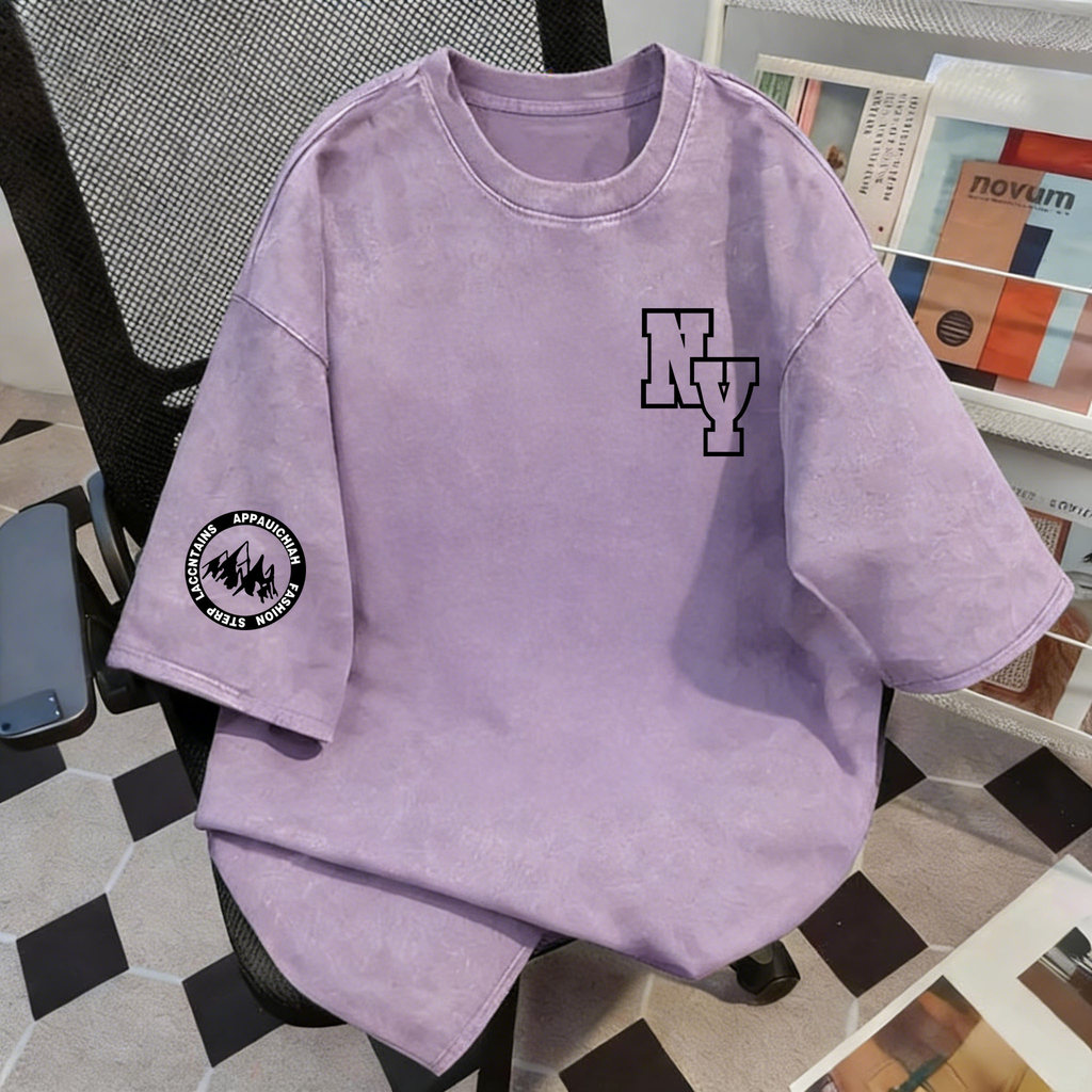 TEE·SHOP เสื้อยืดฟอก เสื้อวินเทจ เสื้อยืด oversize ลาย 'FASHION' เกาหลี เท่ห์มาก พิมพ์ลาย ผ้านิ่มใส่สบาย S-3XL COD