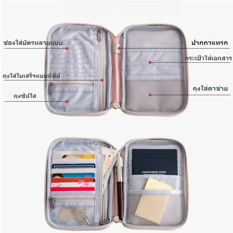 COD กระเป๋าพาสปอร์ต กระเป๋าใส่พาสปอร์ต กระเป๋าใส่หนังสือเดินทาง ป้องกัน RFID งานสวยตรงปก - รูปที่ 2