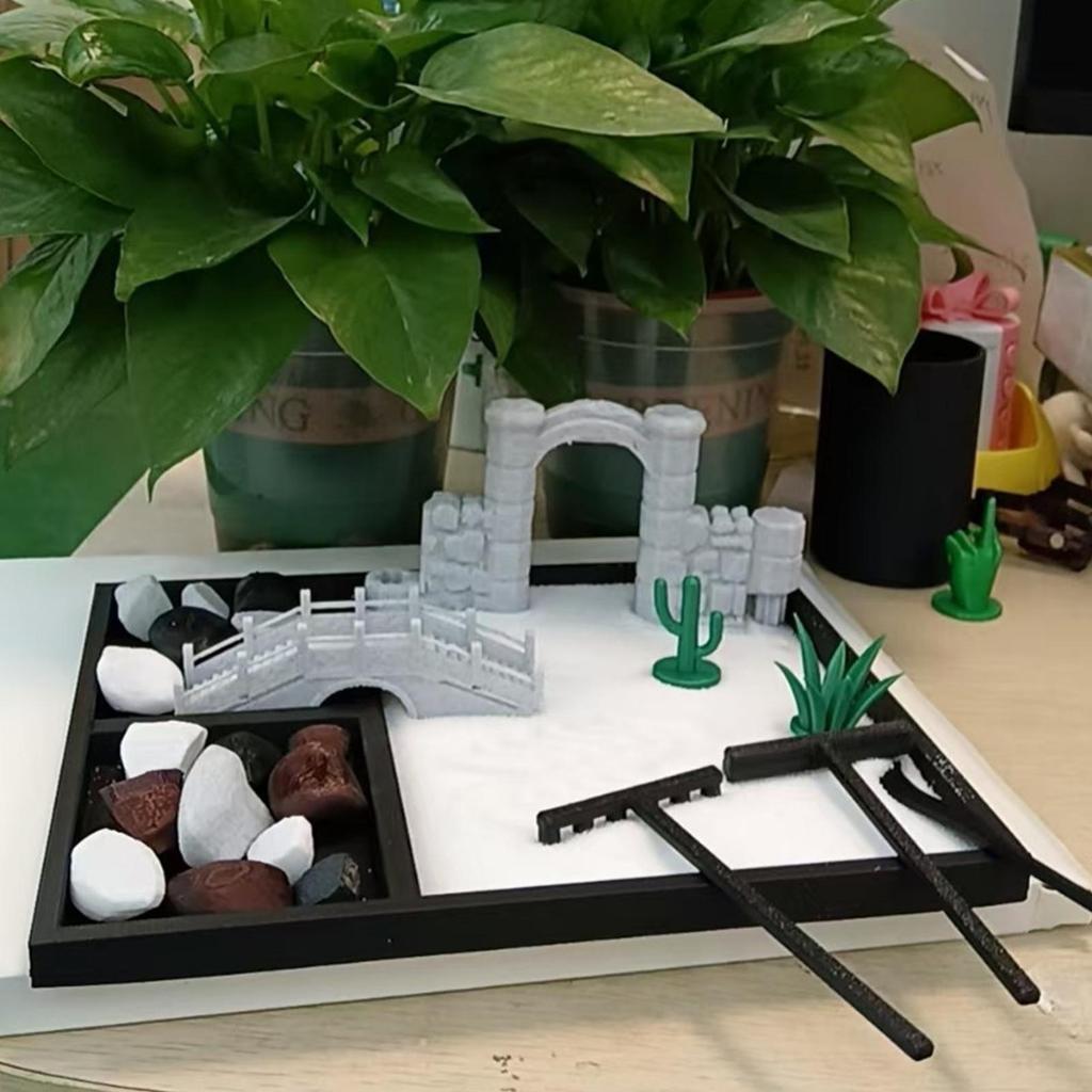 Miniature Zen Garden ชุดเดสก์ท็อปญี่ปุ่นขนาดเล็ก Zen Garden ญี่ปุ่นโต๊ะ Rock Sand Zen Decor ขนาดเล็ก
