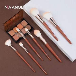 MAANGE 9PCS ชุดแปรงแต่งหน้า เหมาะสำหรับ แปรงปัดแก้มรองพื้น ชุดไฟเบอร์ไนล่อน เครื่องมือความงาม
