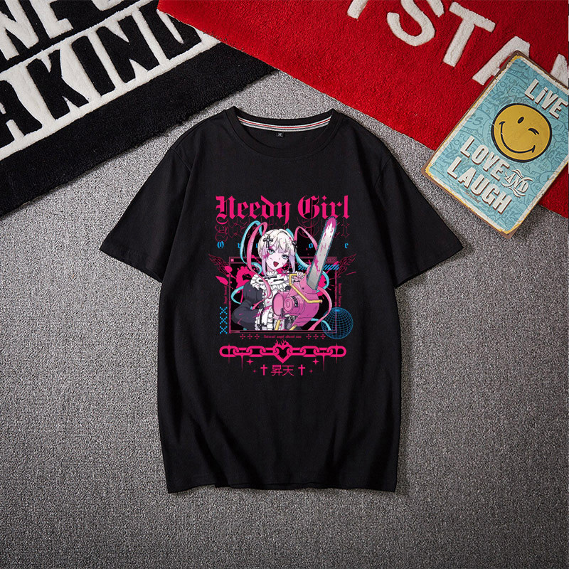 เสื้อยืดสีดำ Needy Streamer Overload KAngel T-Shirt เสื้อเกมอนิเมะ ผ้าคอตตอน คอกลม แขนสั้น ใส่สบาย Unisex – โปรปัง