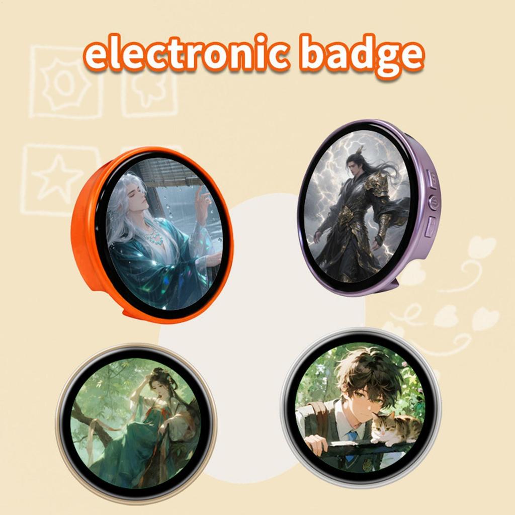 Digital Pin ปุ่มอิเล็กทรอนิกส์ 1.85 นิ้ว HD Touchscreen Pixel Badge Pin Digital สําหรับแฟนๆคอสเพลย์ 