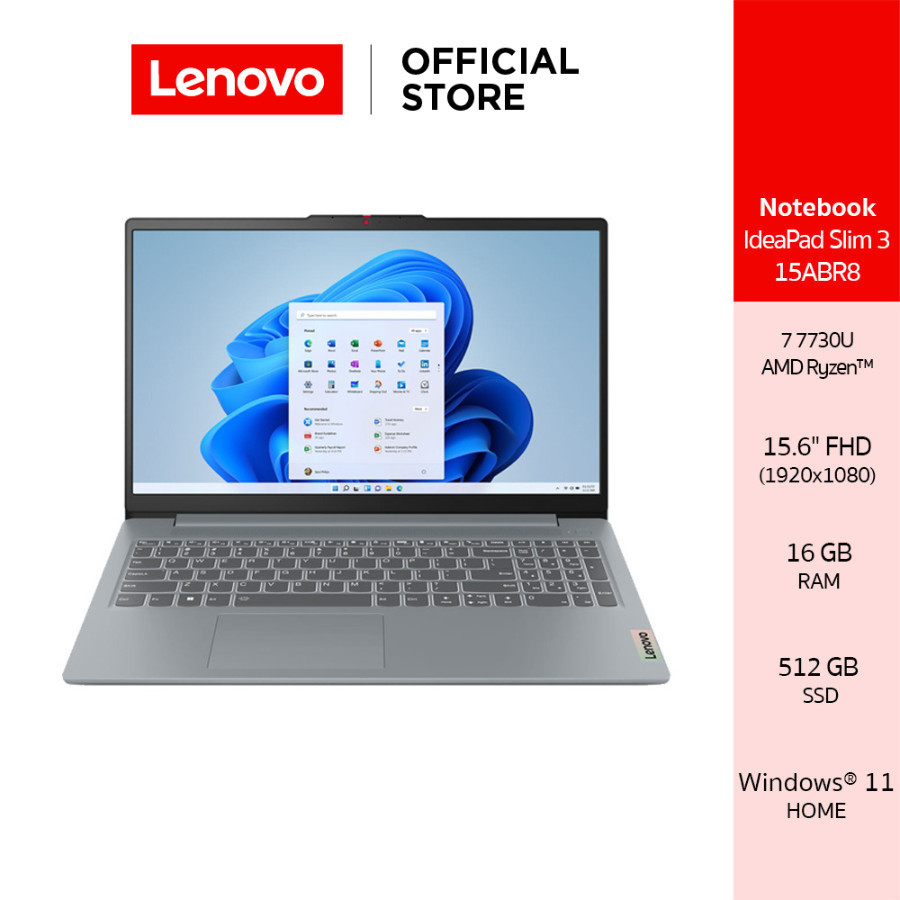 [ผ่อน 0%]Lenovo IdeaPad Slim 3 15ABR8(82XM00EUTA)Notebook Ryzen 7 7730U 16GB SSD 512GB 15.6" IPS