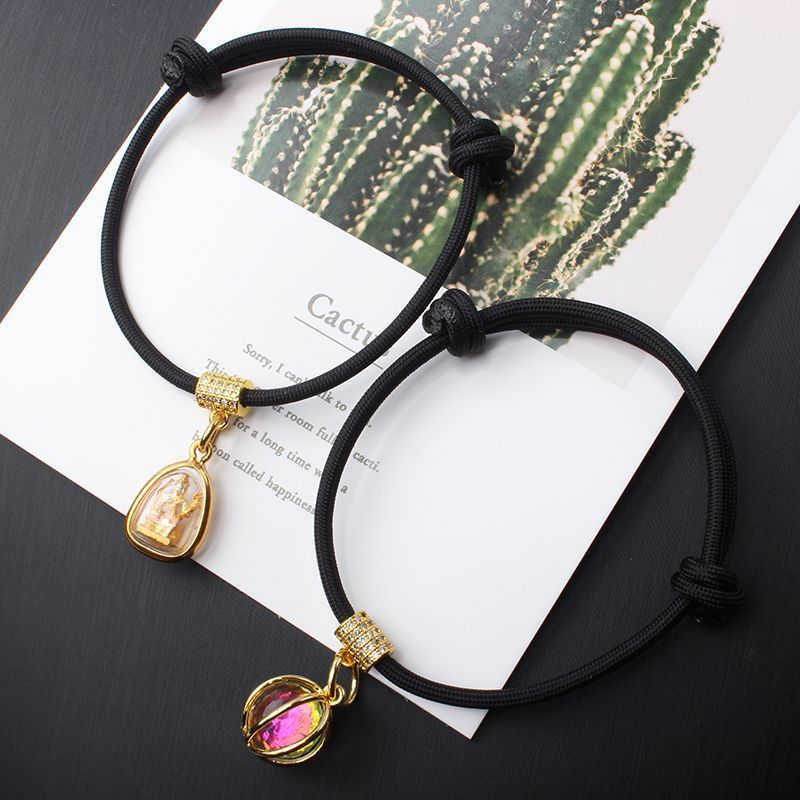 Hot Sale#Thai Buddha Amulet Bracelet Rope Hand Rope Micro Inlaid Diamond Small Buddha Amulet Adjusta