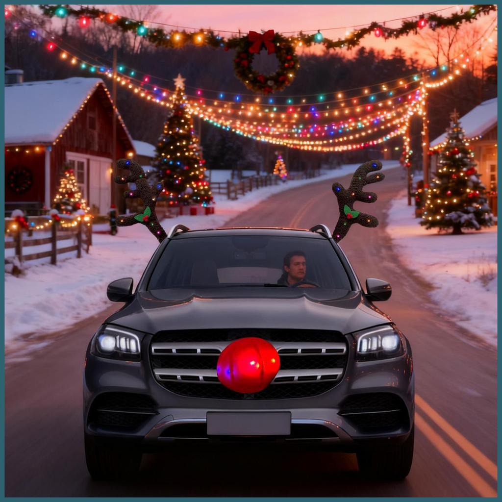Reindeer Antlers สําหรับรถยนต์วันหยุดอุปกรณ์ภายนอกอัตโนมัติคริสต์มาส Reindeer สําหรับเครื่องประดับรถ