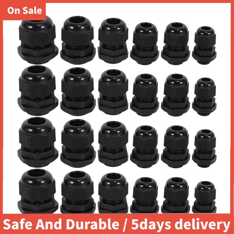 24 ชิ้นพลาสติกกันน้ําปรับได้ 3.5 - 13 มม. สายเคเบิลข้อต่อ Gland, PG7, PG9, PG11, PG13.5, PG16, แพ็ค 