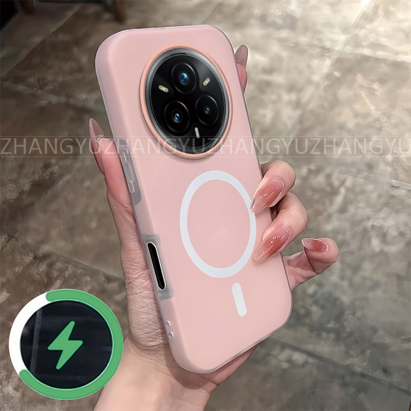 เหมาะสําหรับเคสโทรศัพท์Realme 14 Pro Plusแม่เหล็กกันกระแทกใหม่เคสโทรศัพท์แหวนชาร์จไร้สายGD02
