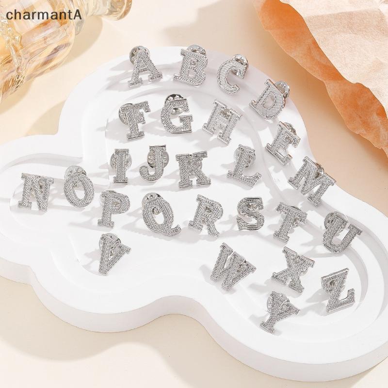 Charmanta ชุดเข็มกลัดตัวอักษร A-Z สีเงิน ขนาด 2 PCS สำหรับทั้งผู้หญิงและผู้ชาย