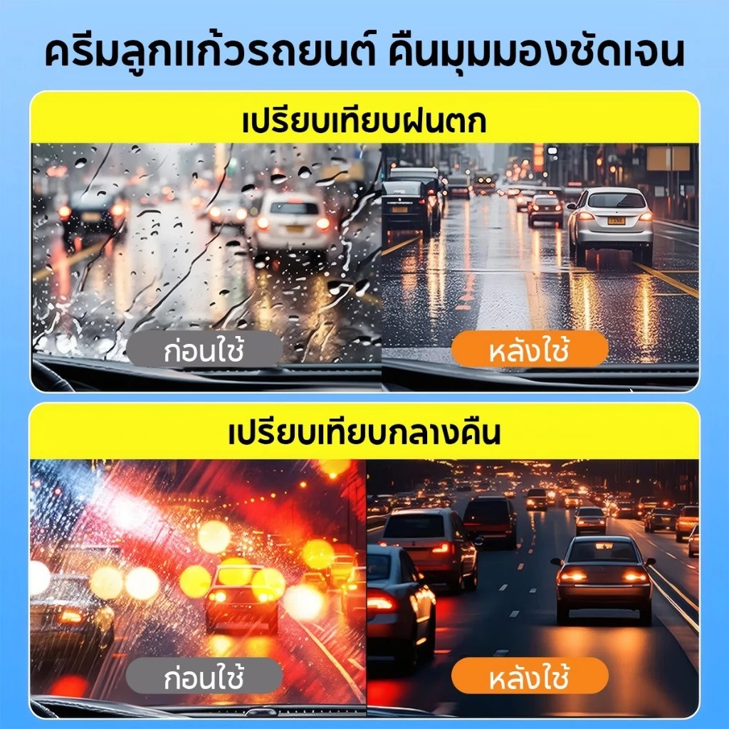 ชุดดูแลกระจกหน้ารถ 80g พร้อมน้ํายาทําความสะอาด ฟองน้ํา การทําความสะอาดรถยนต์อย่างอ่อนโยน จัดคราบฟิล์มน้ำมันบนกระจก thumbnail 7