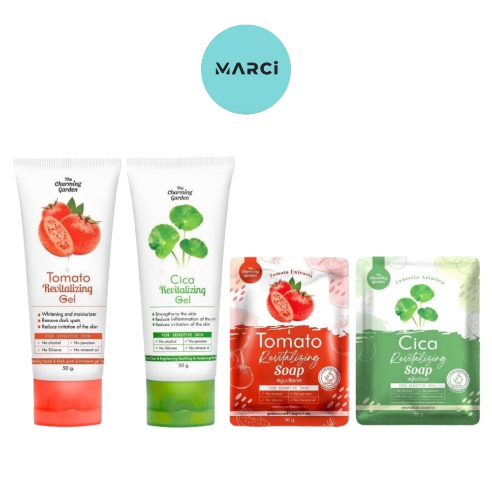 [1 ชิ้น] The Charming Garden Cica/Tomato Revitalizing Soap สบู่ใบบัวบก / สบู่มะเขือเทศ / เจลใบบัวบก / เจลมะเขือเทศ