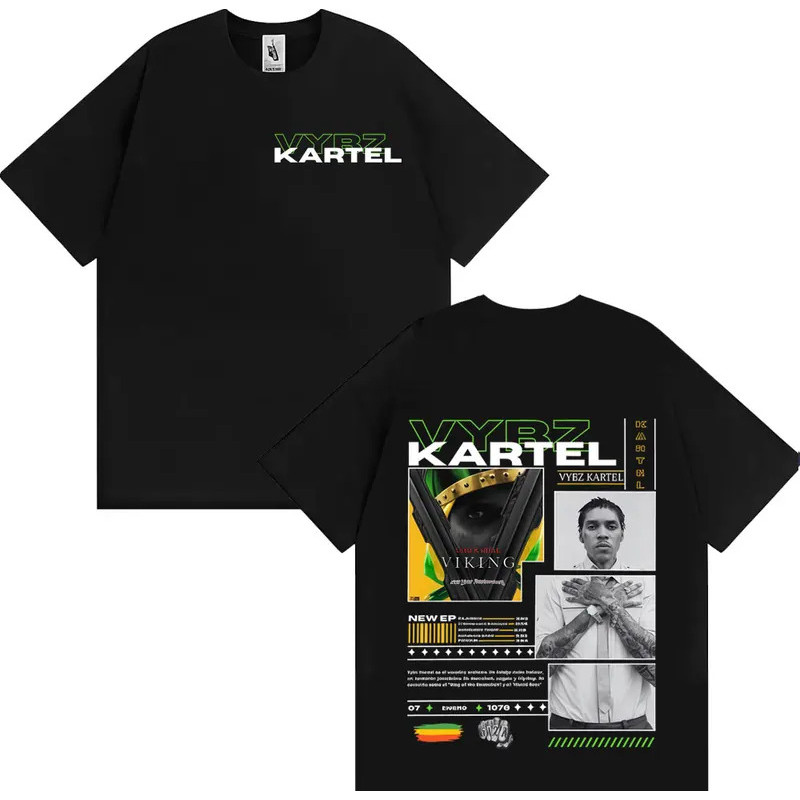 แร็ปเปอร์ Vybz Kartel ทัวร์ อัลบั้ม เสื้อยืดผู้ชาย ผู้หญิง สบาย แขนสั้น เสื้อยืดหลวม ชาย ฮาราจูกุ ฮิ