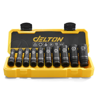 DELTON ชุดลูกบล็อกกระแทกยาว ขนาด 1/2 นิ้ว (4 หุน) จำนวน 10 ชิ้น รุ่น DIM-3112 พร้อมกล่องพลาสติกกันกระแทกอย่างดี