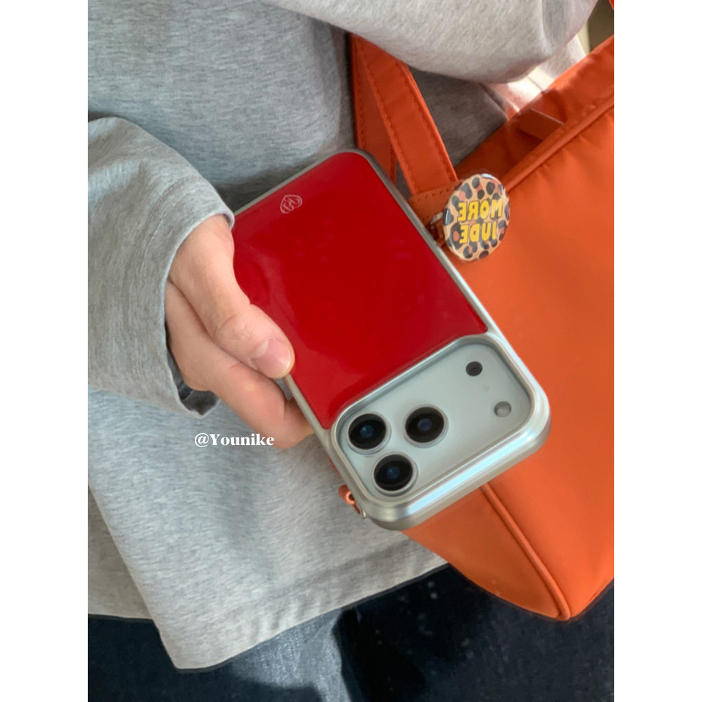 หญิงเกาหลีแฟชั่นพลังสีทึบเรียบง่ายปีใหม่สีแดงเหมาะสําหรับ iphone17pro/17promax เคสป้องกัน Apple 16 เคสโทรศัพท์ 16promax เคสป้องกัน 15 กันกระแทก 13/14 เคส 11/12