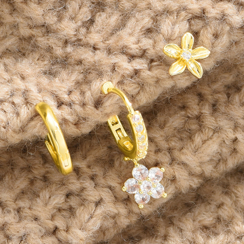 Vnox Zircon ต่างหูห่วงสแตนเลส 3 คู่ชุด,Elegant Womens คอลเลกชันเครื่องประดับ,สวมใส่ทุกวัน - รูปที่ 5