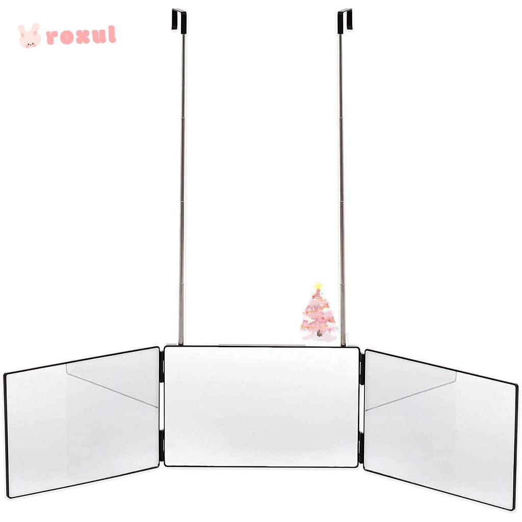 Roxul 3 Way Trifold Mirror ตัดผม DIY จัดแต่งทรงผม 360° กระจกตัดผมสําหรับเดินทาง