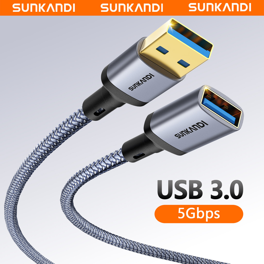 SUNKANDI 5Gbps USB 3.0 Male to USB 3.0 Female Extensions Data Transfer Cable For Hard Drive Computer Smart TV USB ในรถยนต์