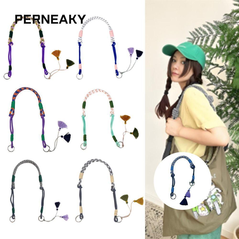 PERNEAKY Messenger กระเป๋าสะพายข้าง,เป็นมิตรกับสิ่งแวดล้อมปรับไนลอนกระเป๋าช้อปปิ้งสายคล้องไหล่, Simple Multi Functional Ball Chain กระเป๋าเชือกสําหรับผู้หญิง Lady Girl