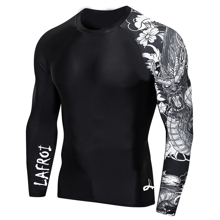 ชุดว่ายน้ําแขนยาวผู้ชาย Rush guard Fit Compression Rash Guard ชุดกีฬาเสื้อผ้าออกกําลังกาย