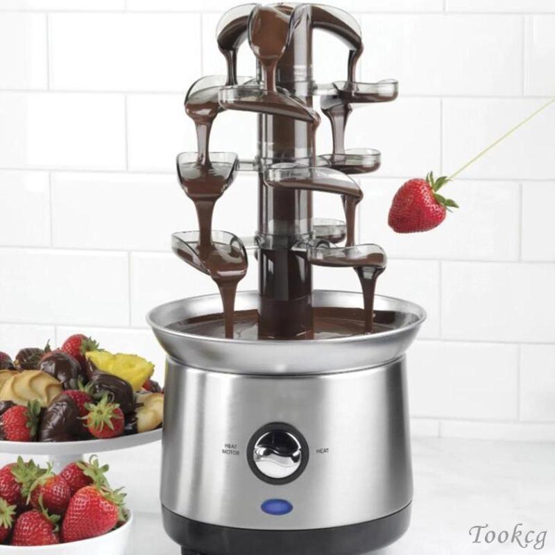 [Tookcg] 4 ชั้นช็อคโกแลต Fountain, Chocolate Fondue Party Fondue for Cheese,BBQ Sauce,Ranch
