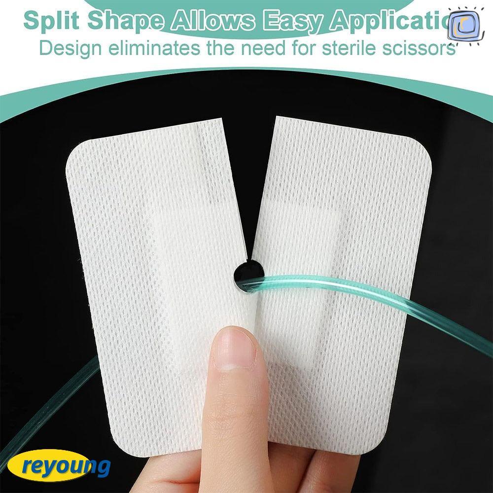 REYOUNG 10 ชิ้น Feeding Tube Pad, ผ้าพันแผลบาดแผล, ฝาครอบสวนหน้าอกไตเทียม, อุปกรณ์ไตทนทาน Gtube อุปก