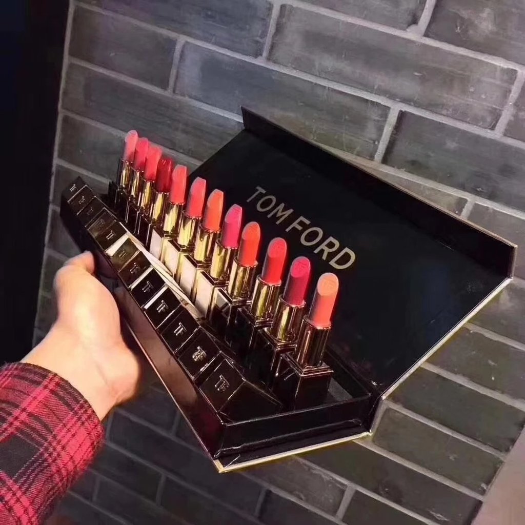 [สินค้าหมด] TOMFORD [Weight] TF Lipstick Black Tube White Tube Gold Steel 12 Piece Set Box Official 