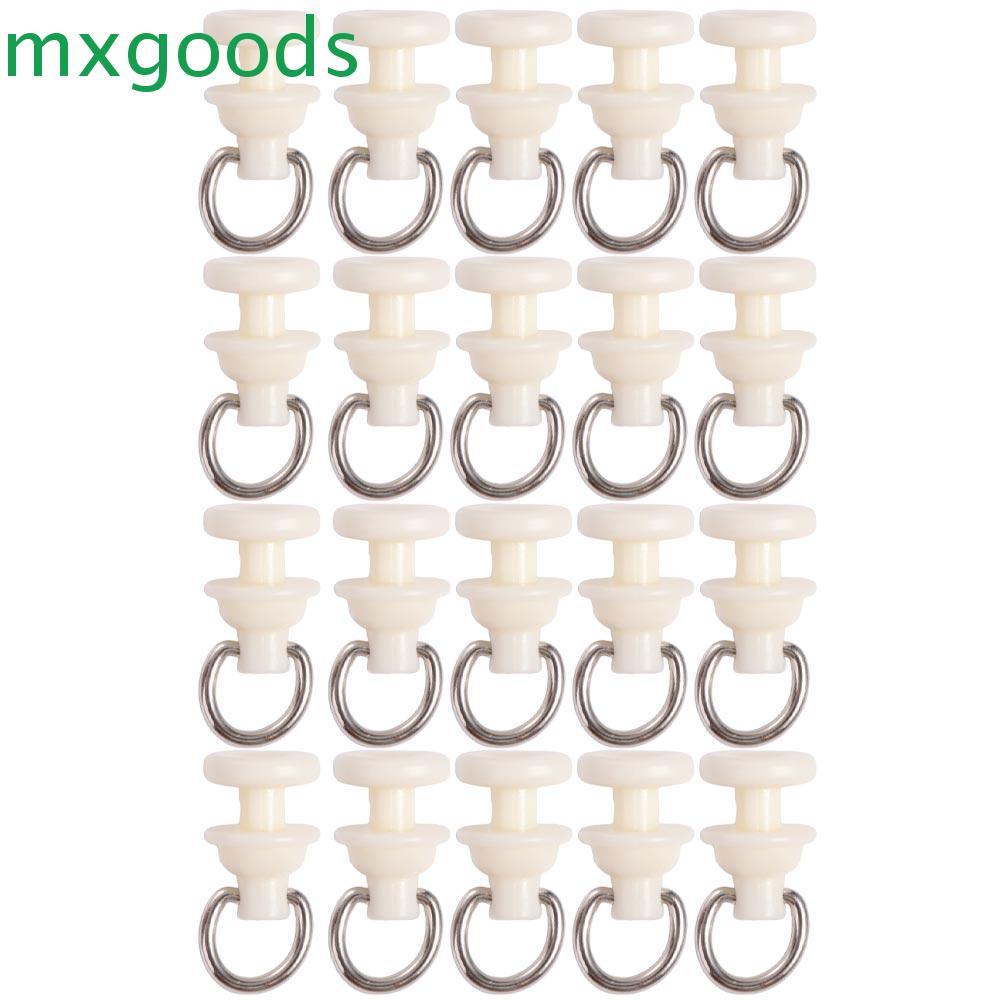 MXGOODS 20ชิ้น/แพ็คม่านติดตามรอก,สไลด์สีขาวเรียบตะขอลูกกลิ้ง,เปลี่ยนม่านชิ้นส่วนพลาสติกเงียบรางม่านเครื่องร่อนตรงราง