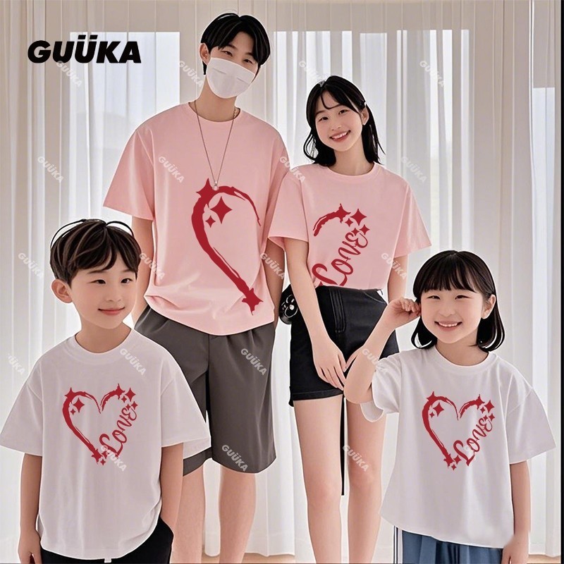 GUUKA famili set shirt สําหรับ 一家三口 ชุดแม่ลูกใหม่เสื้อยืดแขนสั้นสําหรับแม่และลูกสาว