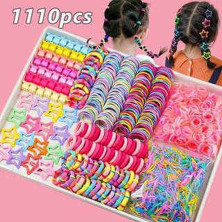 1110pcs Cute Mini Star Flower Baby Girl Hair Clip Set Colorful Basic Nylon Hair Ties Cartoon Hairpins Pack For Kids Hair Accessories