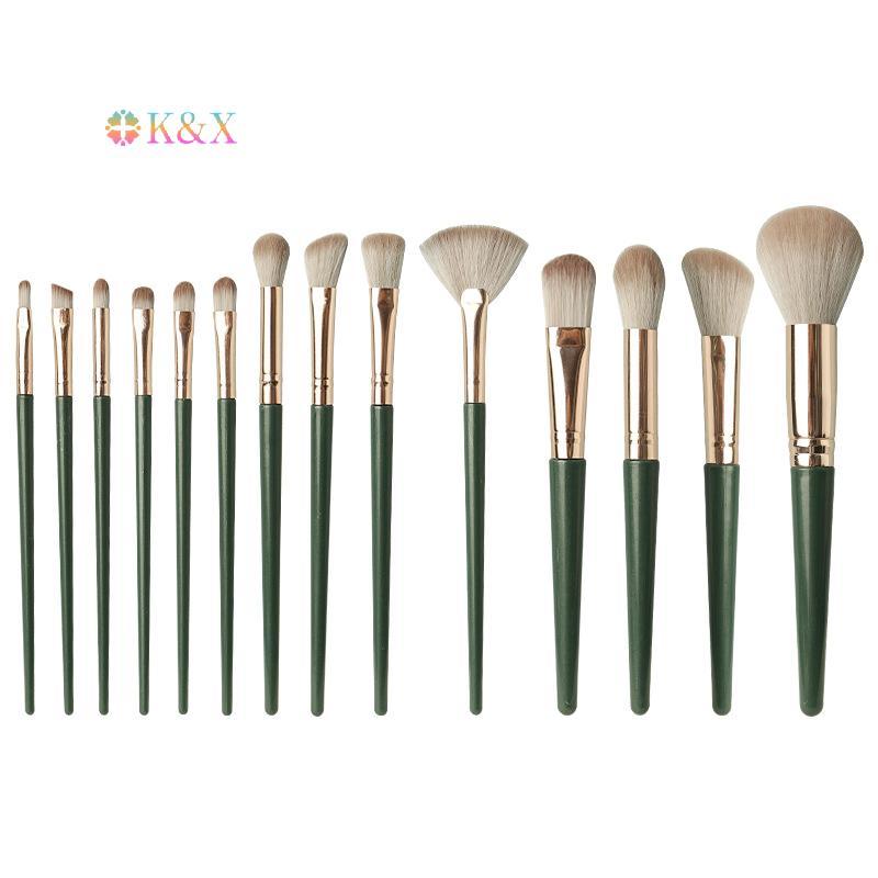 [K&X] ชุดแปรงแต่งหน้า 14 ชิ้นชุดเครื่องสําอาง Foundation แปรงอายแชโดว์ Professional Powder คอนซีลเลอ