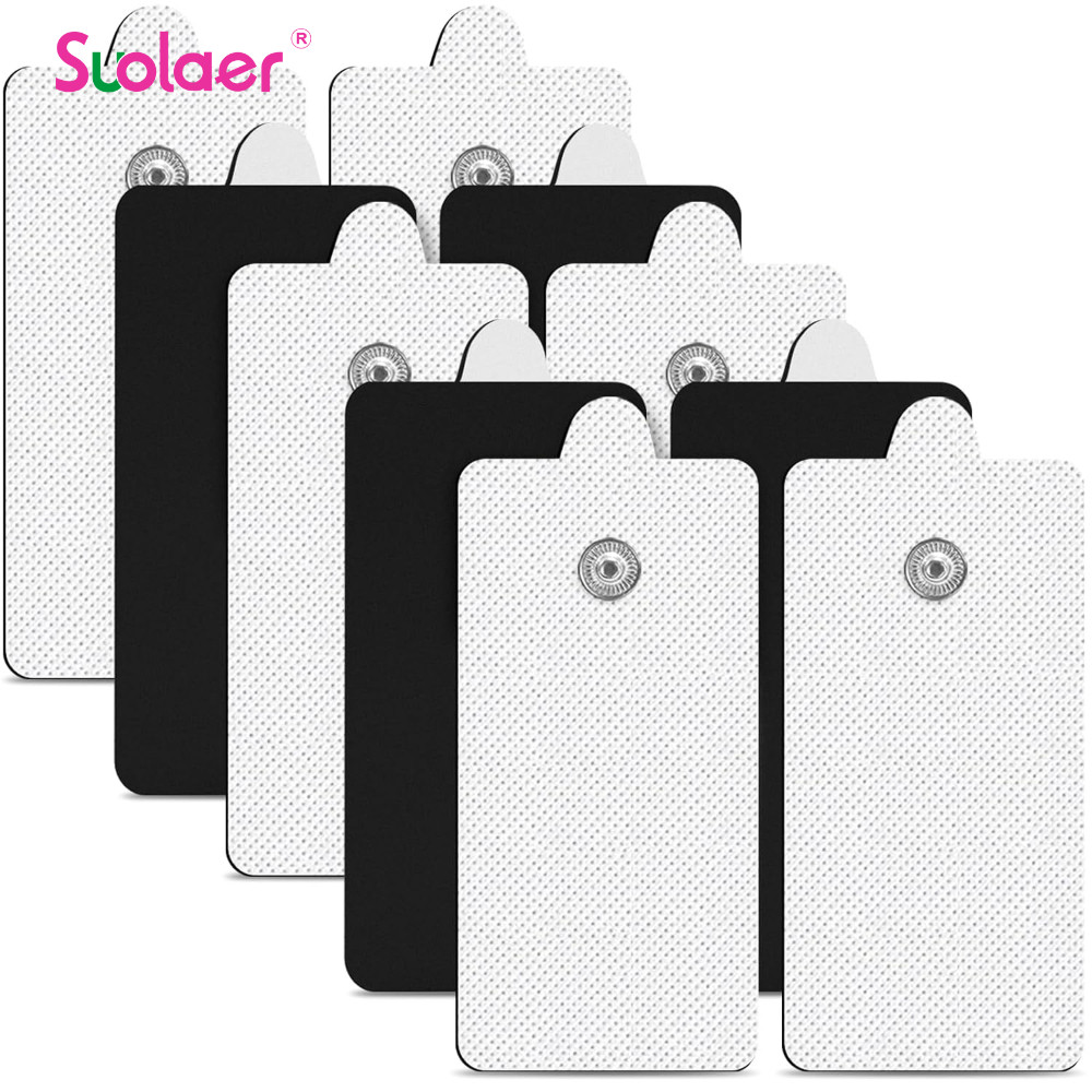 10 ชิ้นรูปสี่เหลี่ยมผืนผ้า Snap TENS แผ่นอิเล็กโทรดพร้อมการยึดเกาะด้วยตนเองใช้งานร่วมกับการใช้ 3.5 มิลลิเมตรปุ่มตะกั่ว