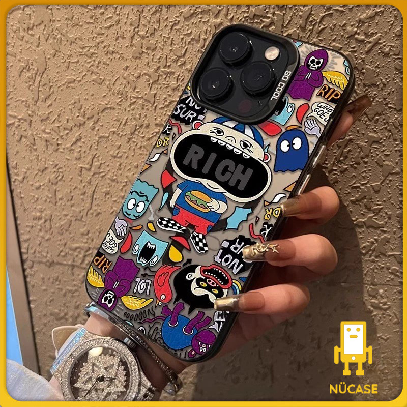 🔥🔥เคส iPhone โลหะลายกราฟฟิตี้สุดเก๋ที่สร้างสรรค์ ไอโฟน11 สำหรับ iPhone12 13 14 15Pro MAX X XS XR XS 6 7 8Plus 2020