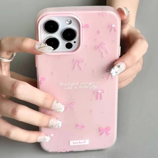 เคสไอโฟน 15 สำหรับ iPhone 17 13 11 16 15 14 12 Pro Max 7 8 Plus XR X XS หวานสีชมพูหวานสีชมพูลูกกวาดสีใหม่ 2 in 1 กำไลปก