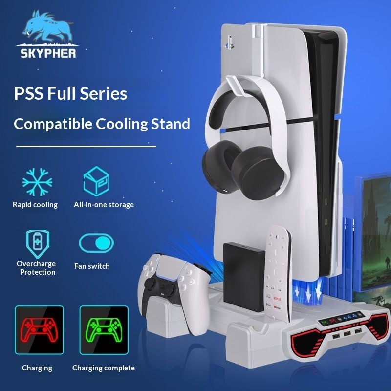 3CAVPS5 Cooling Base PS5 Dual-Handle แท่นชาร์จชาร์จ CD-ROM Host Bracket เหมาะสําหรับ Slim Optical Dr