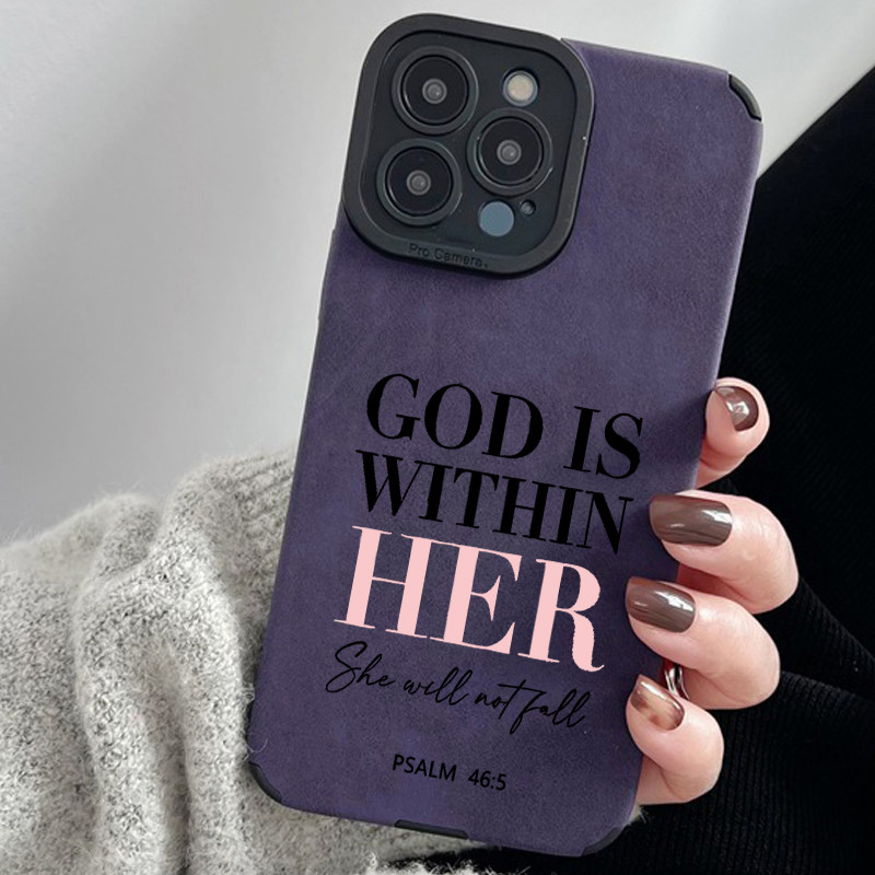 หนังนิ่มสีม่วงหนัง Psalm 46:5 สําหรับ OPPO A78 A96 A92 A9 A76 A53 A52 A31 A5 A3 Pro A15 A15s A12e Re