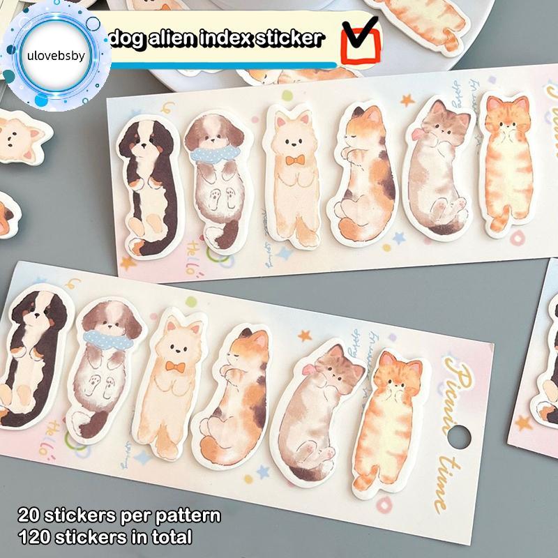 Ulovebsby 120 แผ่น/เซ็ตแมวน่ารักสุนัข Stiy Notes Index Tabs หน้าหนังสือเครื่องหมายสําหรับหน้าเครื่อง