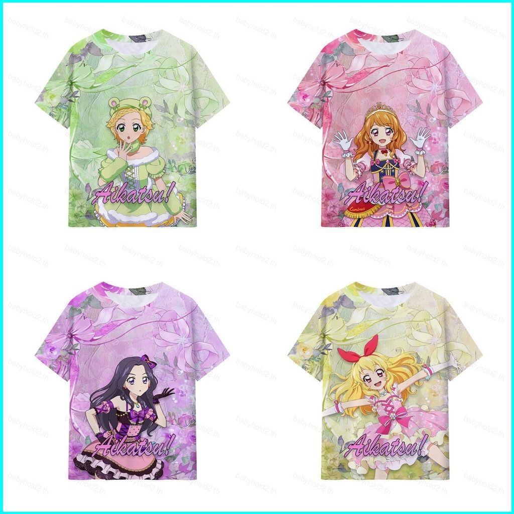 เสื้อยืดแขนสั้นอนิเมะ Aikatsu STARS ลาย Nijino Yume Sakuraba Rola สำหรับหน้าร้อน