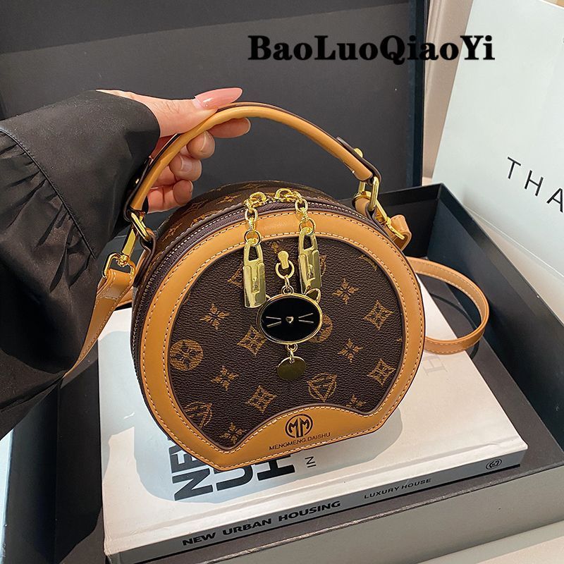 Paul Joey Moon Bag Round Bag High-value Cute Commuter Retro All-match Female Bag Kitten Small Round 