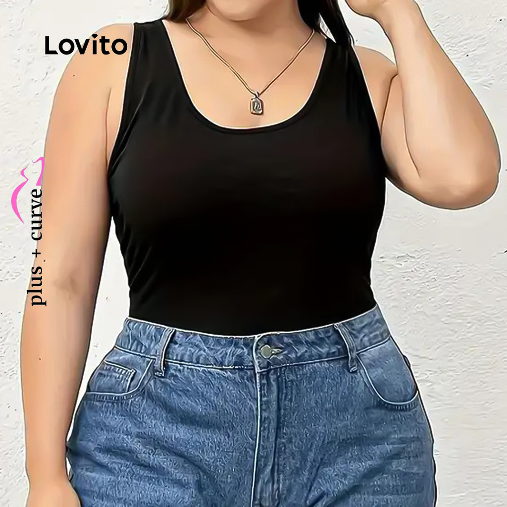 Lovito  เสื้อลําลองผู้หญิงสีดําสําหรับฤดูใบไม้ผลิ/ฤดูร้อน LNL134215