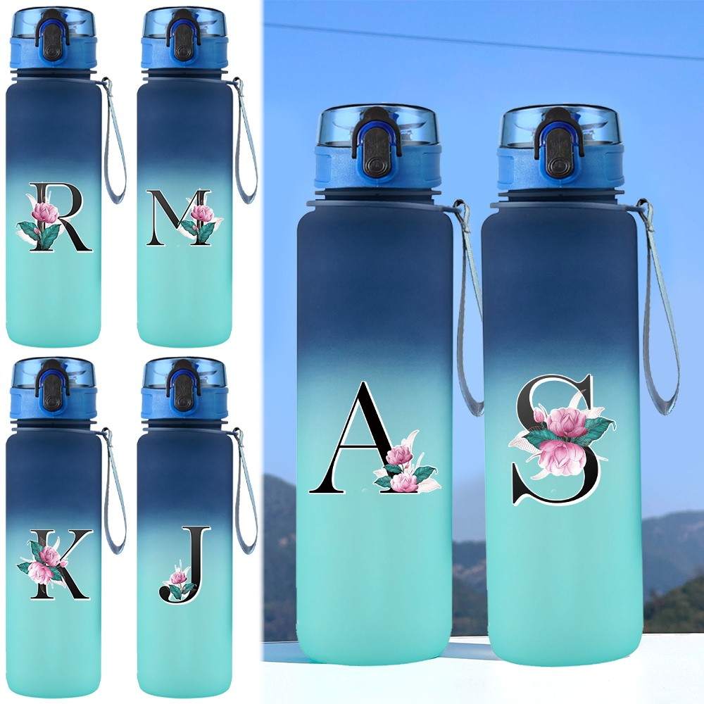 Blue Tumbler Gradient Color Water Bottle Sports Water Bottle Insulated 32oz Water Bottle Whitemarble
