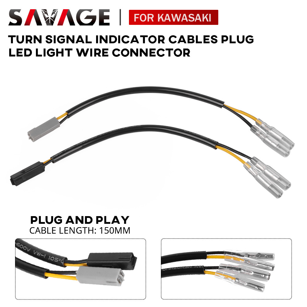SA For KAWASAKI Z400 Z800 Z1000 Z300 Z250 NINJA 300 Versys 650 1000 KLX Turn Signal Cable Adapter In