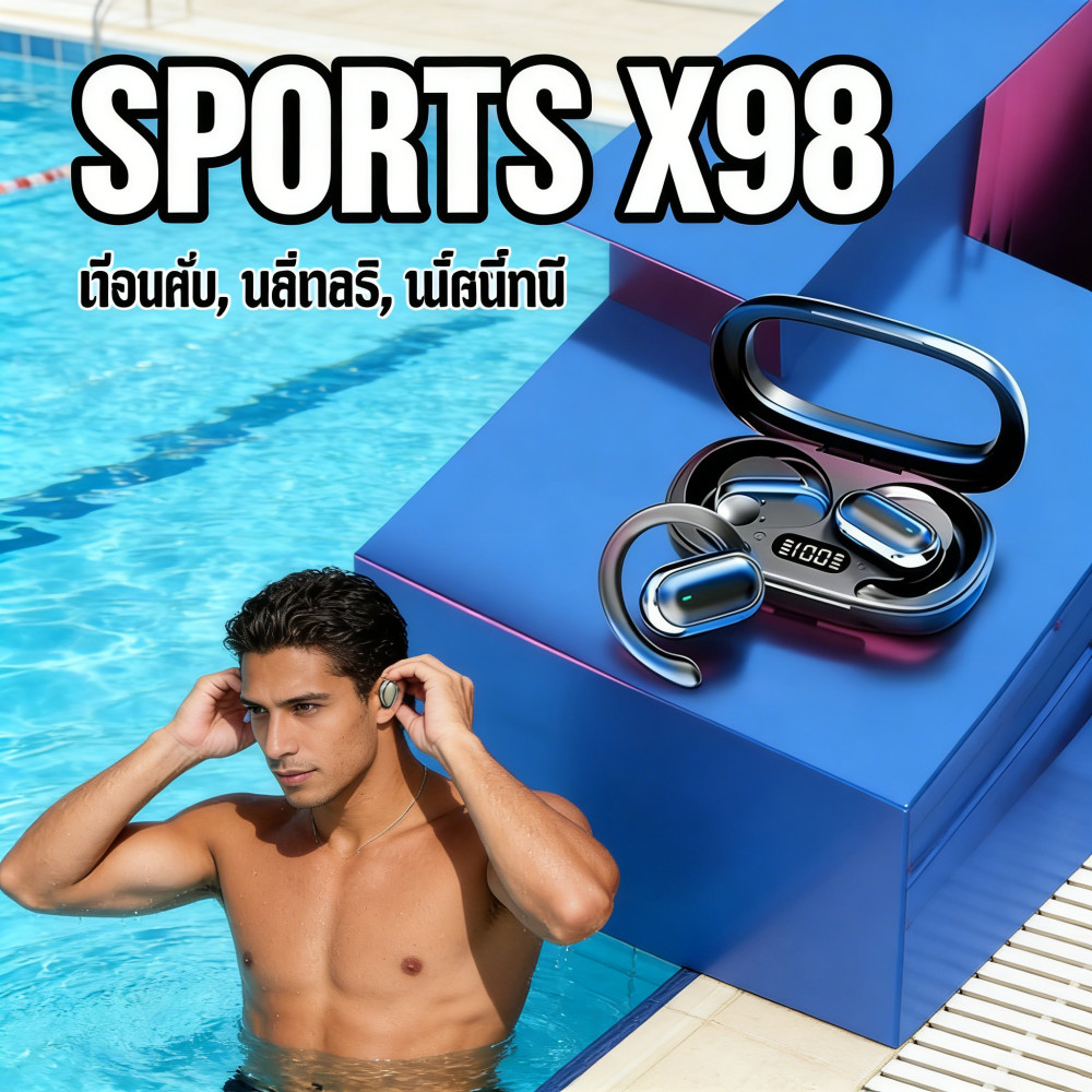 กีฬาพิเศษ🔥OWS บลูทูธหูฟังแบบเปิดหู หูฟังไมโครโฟนนำอากาศ X98