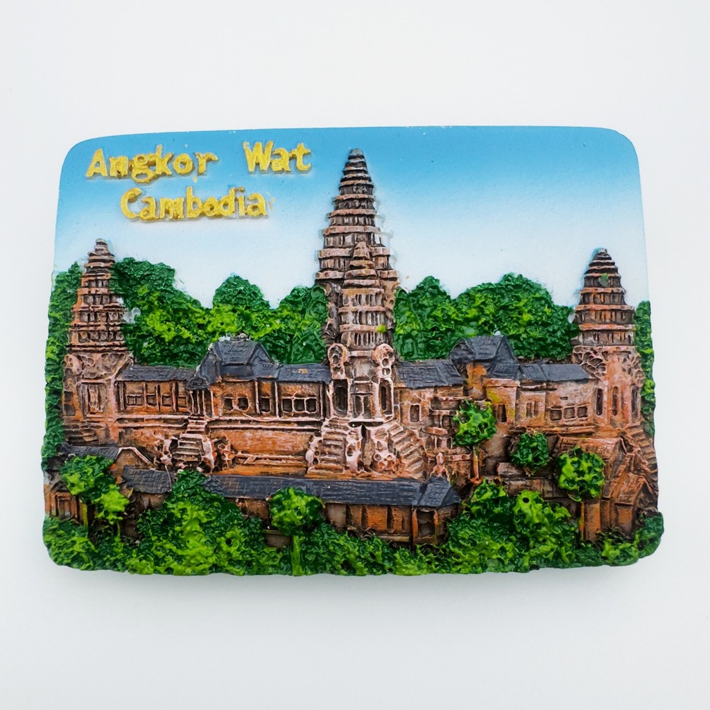 Landmark Building เรซิ่นกัมพูชา Angkor วัด Cultural Creative ตู้เย็นสติกเกอร์ Creative Tourist ของที่ระลึกสติกเกอร์แม่เหล็กหัตถกรรมของที่ระลึกตกแต่งบ้าน