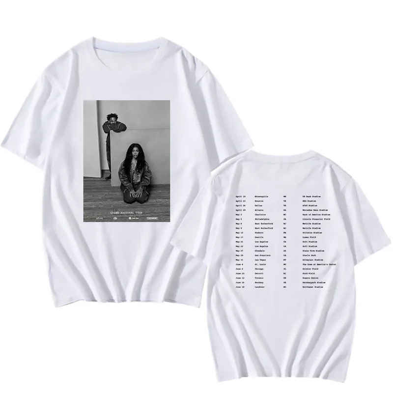 เสื้อยืด Kendrick Lamar X SZA GrandNational Tour ลายกราฟิกอัลบั้ม GNX เสื้อยืดผ้าฝ้ายเนื้อนุ่ม เสื้อ