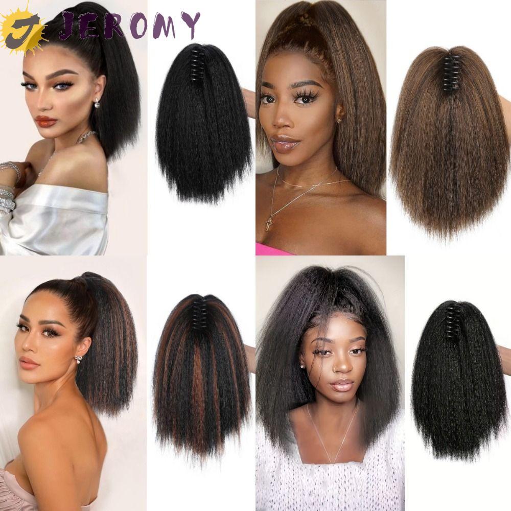 Jeromy Kinky หางม้าตรงสังเคราะห์ ผมสังเคราะห์ทนความร้อน พร้อมคลิปifix