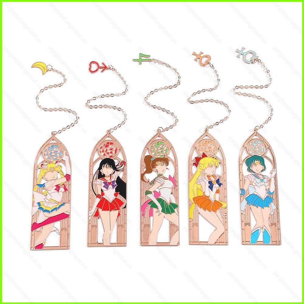 YT4 เซเลอร์มูนโลหะโครงกระดูกบุ๊คมาร์คของขวัญสําหรับสาว Usagi Ami Minako Rei Makoto บุ๊คมาร์คคอลเลกชั