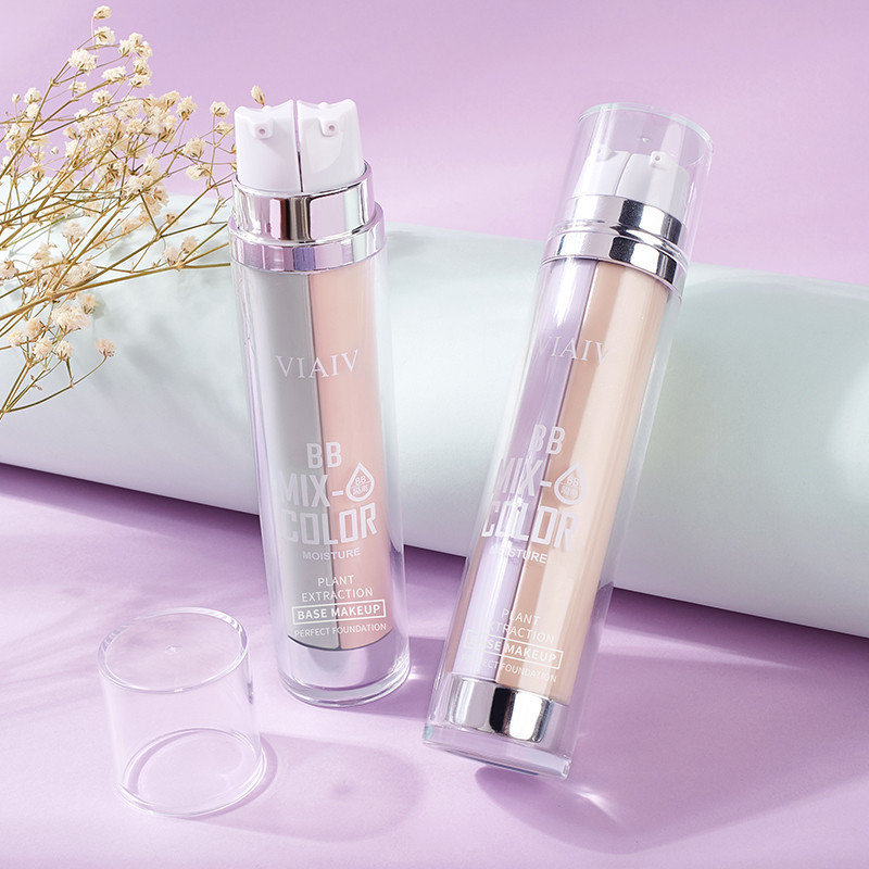 ขายร้อน [ราคาส่ง] VIAIV Two-Color Radiant Repairing Cream BB Cream Double-Tube Concealer Moisturizin